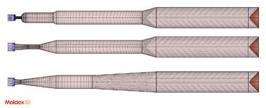 Примеры сеток, построенных для канала сопла и предсопловой области материального цилиндра
